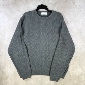 Bill Blass Sweater Men Gray Textured Knit Crewneck Pullover VTG Grandpa Core 90s